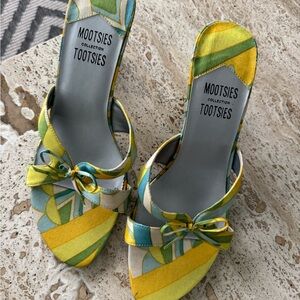 Mootsies Tootsies Vibrant Yellow and Green Mules